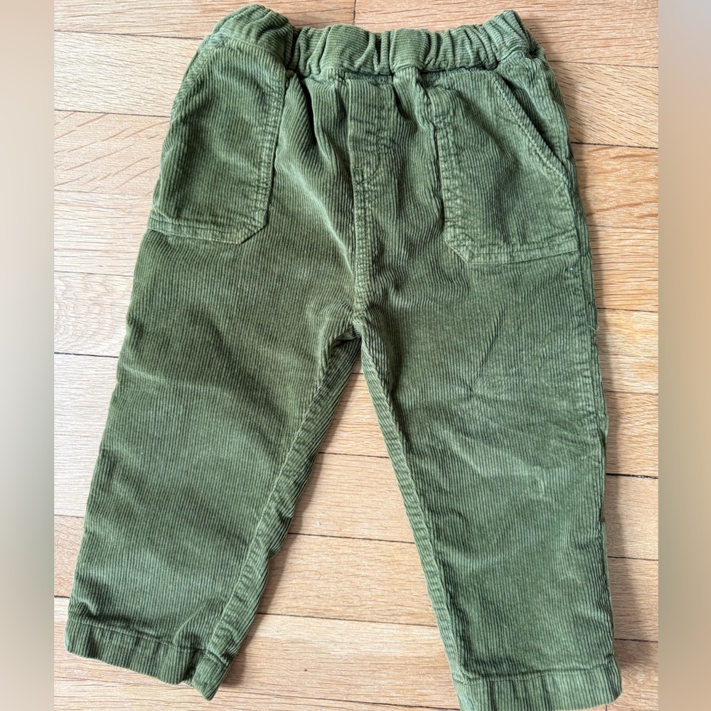 Petit Sézane 24M Olive Green Corduroy Jogger Pants